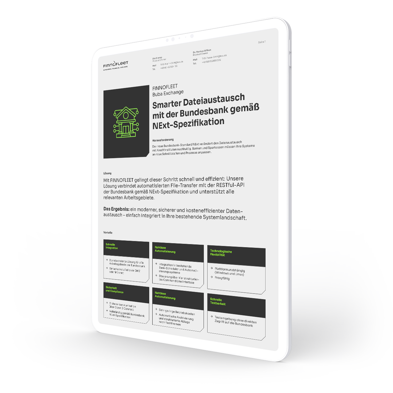 Buba Exchange Plattform – iPad Ansicht