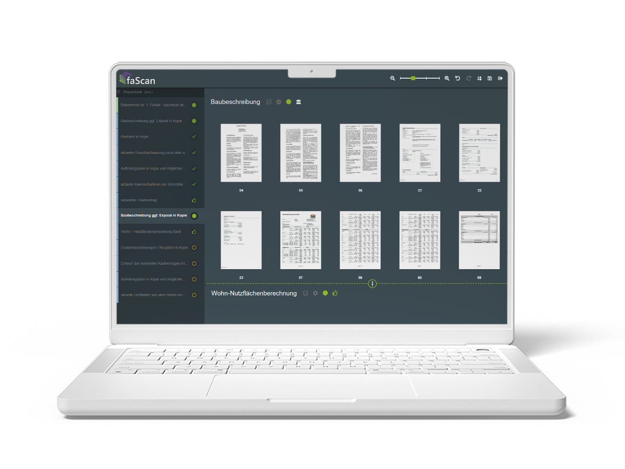 faScan Dokumentenscanning – Software-Ansicht