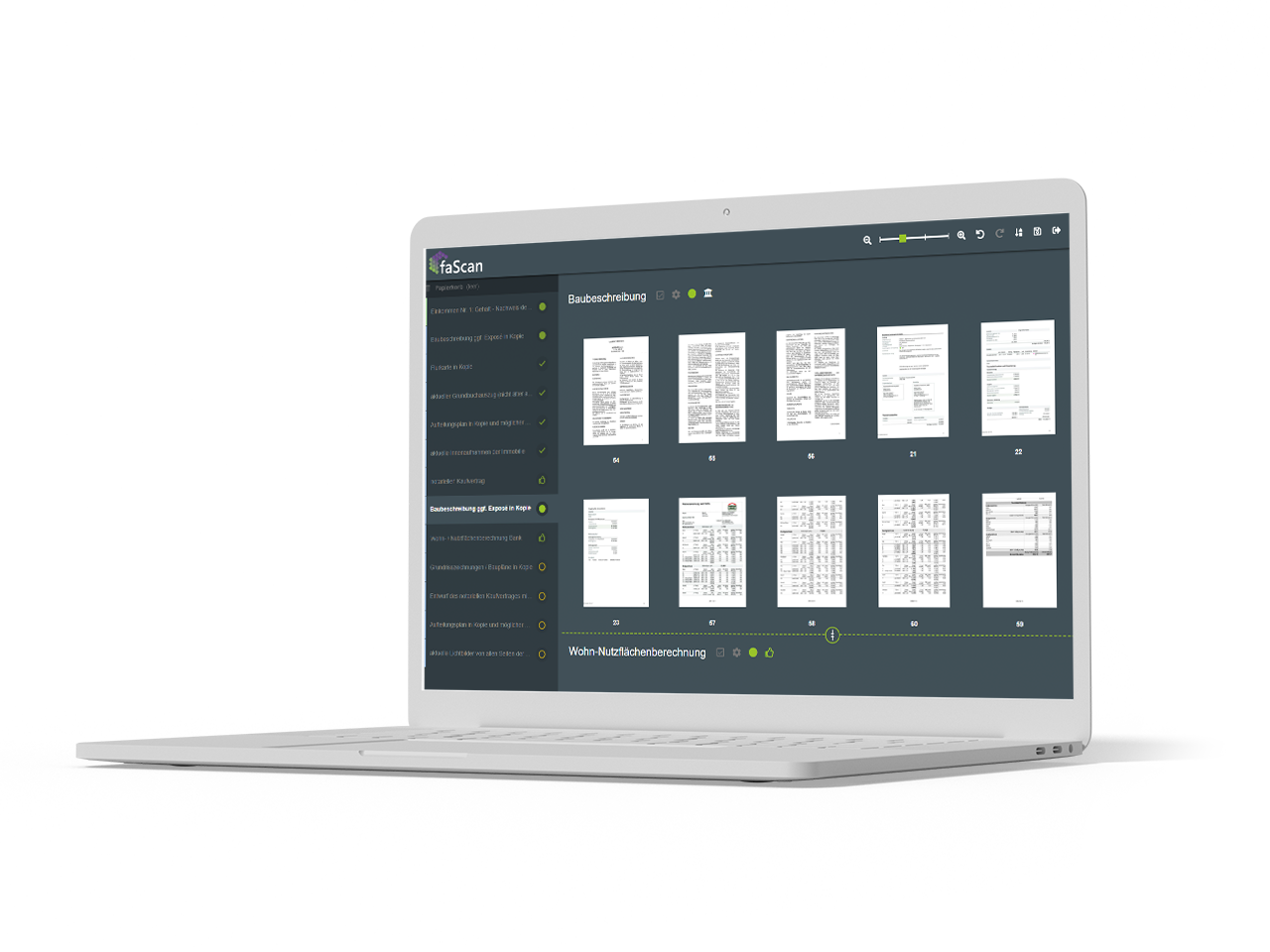 faScan Dokumentenscanning – Software-Ansicht